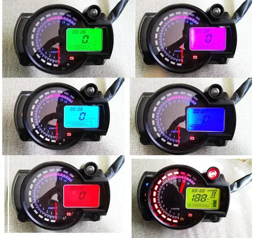 ELING Velocímetro universal para motocicleta, tacómetro, cuentakilómetro, 7 retroiluminaciones 15000 RPM 299 KMH MPH con negro (medidor de Medidor