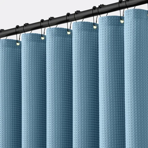 Miniatura 8 de MIULEE - Cortina de ducha extralarga con textura de gofre de 84 pulgadas con 12 ganchos de metal, moderna, lavable, de 260GSM, tela resistente e