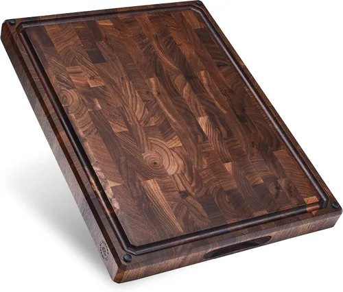 Miniatura 10 de Sonder Los Angeles Welton Tabla de cortar fabricada en Estados Unidos, tabla de cortar de grano final de nogal negro para cocina con pies Welton