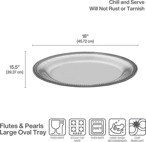 Miniatura 3 de Wilton Armetale Bandeja ovalada para servir flautas y perlas, 15.5 pulgadas x 17.75 pulgadas