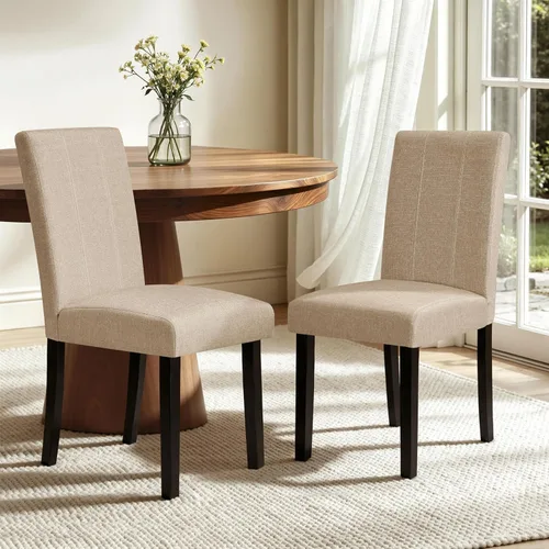Miniatura 55 de CHUN YI Juego de 4 sillas de comedor tapizadas de piel sintética con ribete de cabeza de clavo y patas de madera, sillas laterales Parsons modernas