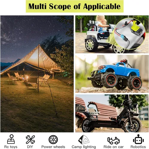 Miniatura 2 de Adaptador de ruedas eléctricas para Ryobi Adaptador de batería de 18 V, kit de convertidor de batería con fusible, interruptor y conector de arnés