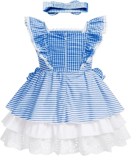 Miniatura 2 de Vestido de guingán con diadema para bebé vestido de princesa para cumpleaños sesión de fotos
