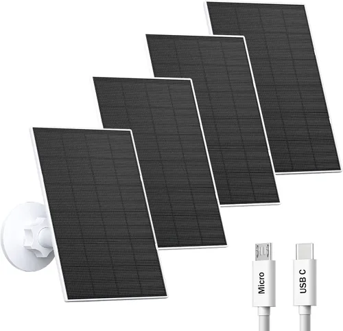 Miniatura 8 de Panel solar de 2 W para cámara de seguridad al aire libre, cargador USB/USB-C con IP65 impermeable, montaje ajustable de 360° y cable de 7.2 pies
