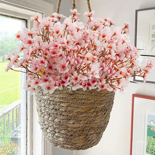 Miniatura 2 de Uieke 8 flores artificiales de cerezo, ramas de flor de cerezo de seda, arreglo de flores de ciruelo falsas para bricolaje, hogar, boda, árbol, 8