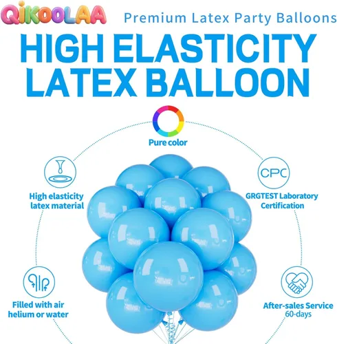 Miniatura 2 de 32 globos azules grandes de 18 pulgadas, globos redondos de látex grandes para decoración de cumpleaños y bodas (azul claro)