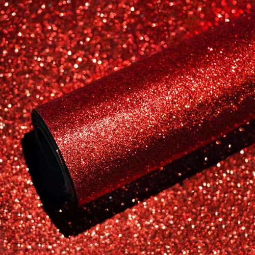 VEELIKE Papel tapiz con purpurina roja de 15.7''x118'' autoadhesivo con brillo que se despega y pega, papel tapiz removible con purpurina brillante