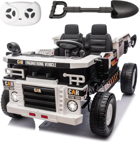 FINITO Juguetes de paseo de 24 V para niños grandes, camión volquete eléctrico y pala extra, auto de juguete eléctrico para niños, camión, automóvil