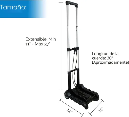Miniatura 7 de RMS - Carro de equipaje plegable - Carretilla plegable y portátil de aluminio ligero para viajes, mudanzas y uso en oficina (negro)