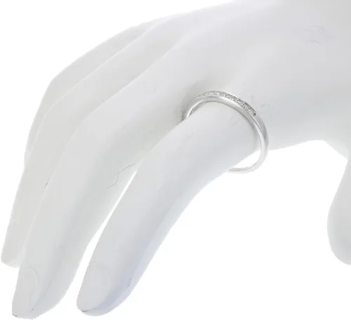 Miniatura 5 de Alianza de boda de diamante de 1/10 quilates para mujer, anillo de boda de oro blanco de 10 quilates con 10 piedras y juego de puntas, tamaño 4.5-10