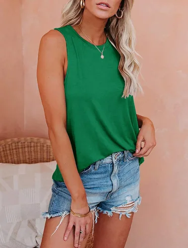 Miniatura 14 de JAWINT Camisetas casuales sin mangas para mujer, cuello redondo, sin mangas, holgadas, holgadas