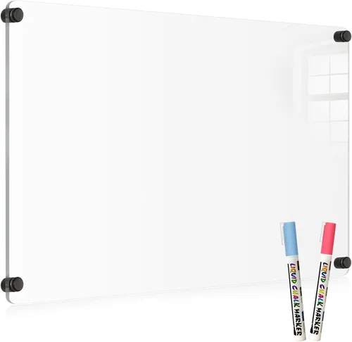 Pizarra Acrílica de Borrado en Seco para Pared, 24" x 16" Pulgadas Tablero de Notas Acrílico Negro No Magnético para Pared, Planificador Familiar