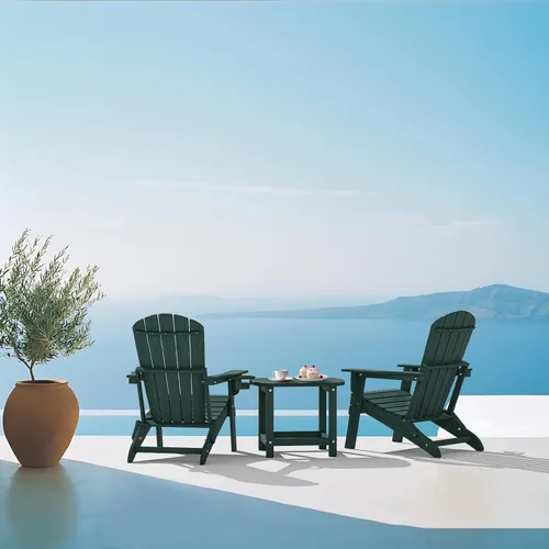 Miniatura 2 de Plawdlik Silla plegable Adirondack, probada por SGS, con textura de madera y portavasos, resistente a todo tipo de clima, cómoda para piscina, patio