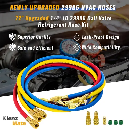 Miniatura 2 de Mangueras HVAC 29986 Plus II de 1/4 pulgadas, ranura de alivio de presión personalizada, adaptador de conversión R-410A, mangueras compactas