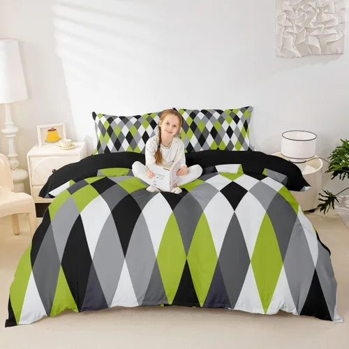 Miniatura 8 de Erosebridal Juego de ropa de cama abstracta azul neón para niñas y mujeres, funda de edredón geométrica de mármol con rayas en espiral, funda