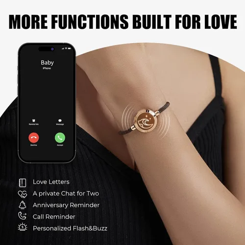 Miniatura 3 de TOTWOO Long Distance Touch Bracelets for Couples, Vibration & Light up for Love Couples Bracelets Long Distance Relationship Gifts for Girlfriend