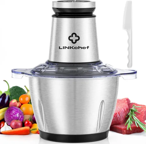 Miniatura 10 de LINKChef Food Processor, 6 Cup Mini Food Chopper, 250W Electric Meat Grinder with Stainless Steel Blades, 1.5L Compact Kitchen Processor for Meat