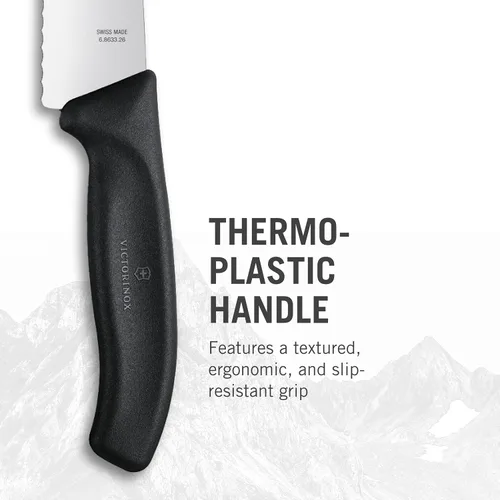 Miniatura 3 de Victorinox Swiss Classic - Cuchillo de pan curvo de 10.25 pulgadas con borde dentado y mango negro