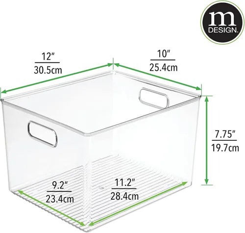Miniatura 9 de mDesign Contenedor grande de plástico organizador de almacenamiento, organización de armario para pasillo, dormitorio, ropa de cama, abrigo