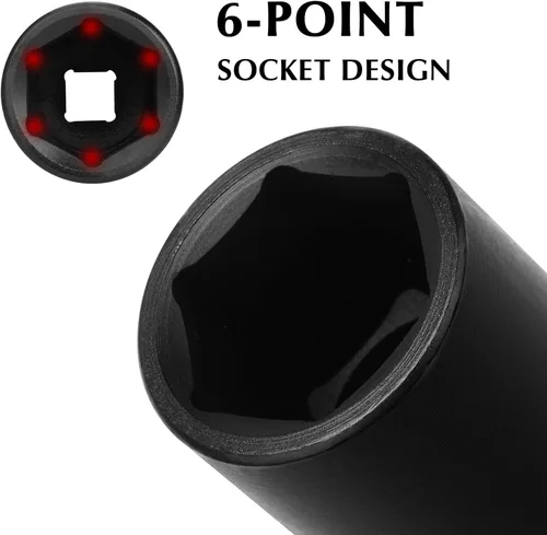 Miniatura 3 de EMENTOL Juego de 2 llaves de vaso de impacto profundo extra largas de 1/2 pulgada, 3/4 pulgadas y 15/16 pulgadas, CR-MO, SAE, 6 puntos de enchufe
