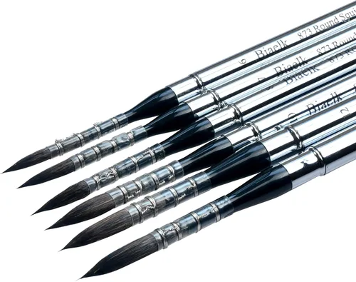 Miniatura 8 de 873Round - Pinceles de pintura profesionales para acuarela, 6 piezas, ardilla sintética, pelo mixto, juego de pinceles de bolsillo de viaje