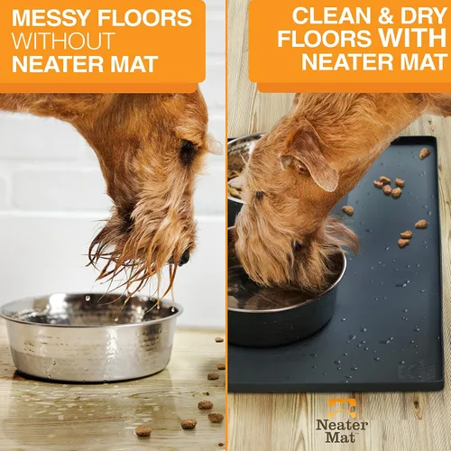 Miniatura 5 de Neater Pet Brands Neater Mat - Tapetes para mascotas para comida y agua, tapete para tazones de gatos y perros de silicona impermeable, bandeja