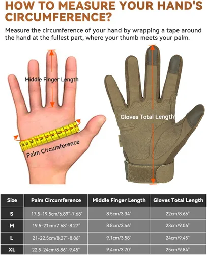 Miniatura 6 de KUMGIM Tactical Gloves for Men Women, Motorcycle Gloves Touchscreen Airsoft Hunting Shooting Glove Black Tan for Outdoor Paintball Work Motorcycle
