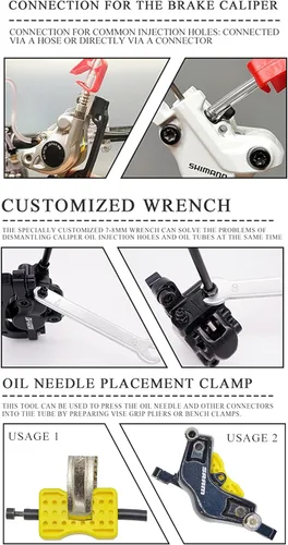 Miniatura 4 de Kit de purga de aceite de freno de disco hidráulico de bicicleta para todos los frenos Shimano, SRAM, AVID, TEKTRO, MAGURA, Hayes, herramienta