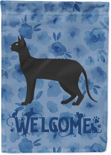 Miniatura 223 de Caroline's Treasures CK4813CHF - Bandera de bienvenida con gato abisinio azul, manga grande, para porche, para colgar en la pared, poliéster