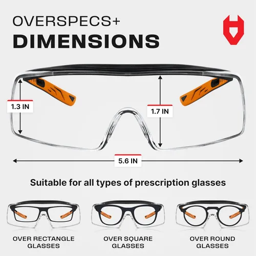 Miniatura 7 de NoCry - Gafas de seguridad que se ajustan a tus gafas graduadas. Lentes envolventes antirayaduras transparentes, protección UV400, certificación