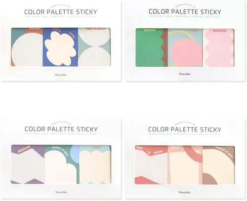 Monolike Paleta de colores Sticky Objet 300 A Set 4P - Bloc de notas autoadhesivo 30 hojas