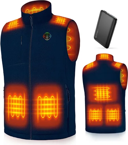 KOVNLO Chaleco térmico para hombre con batería incluida, forro polar suave, chaqueta térmica eléctrica inteligente y ligera
