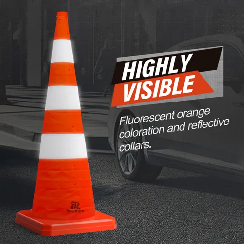 Miniatura 7 de RoadHero Paquete de 2 conos plegables de seguridad de tráfico de 36 pulgadas, conos emergentes multiusos con cuello reflectante para seguridad vial