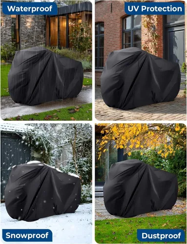 Miniatura 6 de Viaky Funda de bicicleta para dos bicicletas, cubierta de lluvia para bicicleta de carretera de montaña con orificio de bloqueo, impermeable al aire