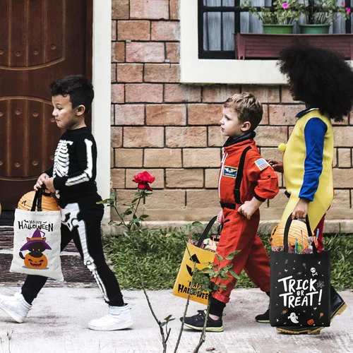 Miniatura 3 de ATFUNSHOP Trick or Treat Bag - Bolsa reutilizable de lona grande de 15.7 pulgadas y bolsa de comestibles para niños