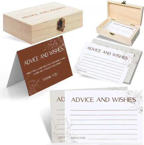 Miniatura 12 de Consejos y deseos para el señor y la señora – 60 mensajes florales de boda con caja de almacenamiento – Juego de deseos románticos para matrimonio