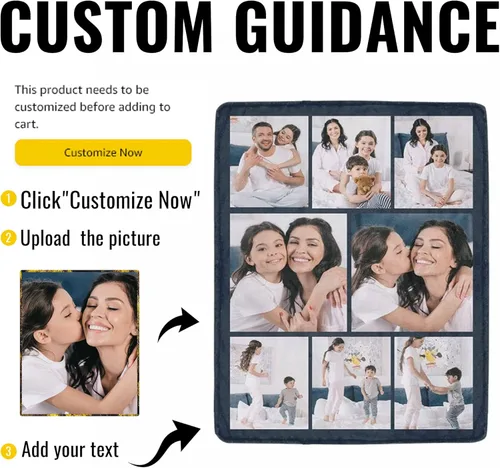Miniatura 3 de Manta personalizada con fotos, manta personalizada de collage de 8 fotos, manta personalizada con imágenes, para memoria familiar, cumpleaños