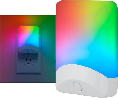 Miniatura 7 de GE 34693 - Luz de noche LED cambiante, modos de color blanco y vibrante, para enchufe, sensor de atardecer y amanecer, eficiencia energética