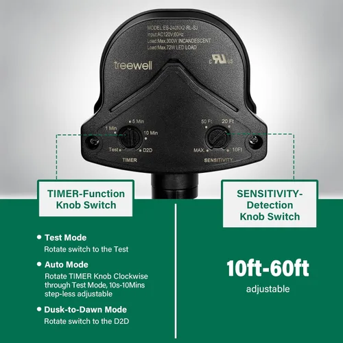 Miniatura 3 de Detector de movimiento de reemplazo de 240 grados, tiempo ajustable y sensibilidad de detección de hasta 60 pies de alcance, 3 modos de trabajo