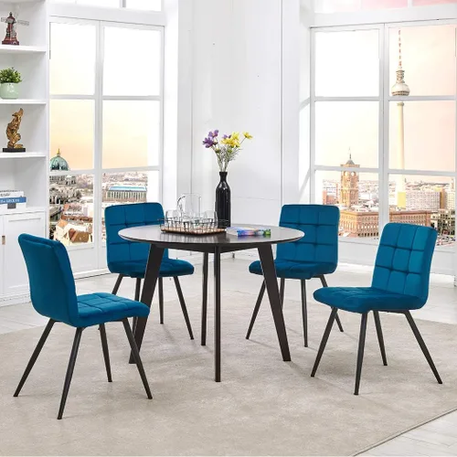 Miniatura 6 de DUHOME Sillas de comedor tapizadas de terciopelo, sillas de recepción, sillas de sala de estar con acento copetudo con patas de metal para sala