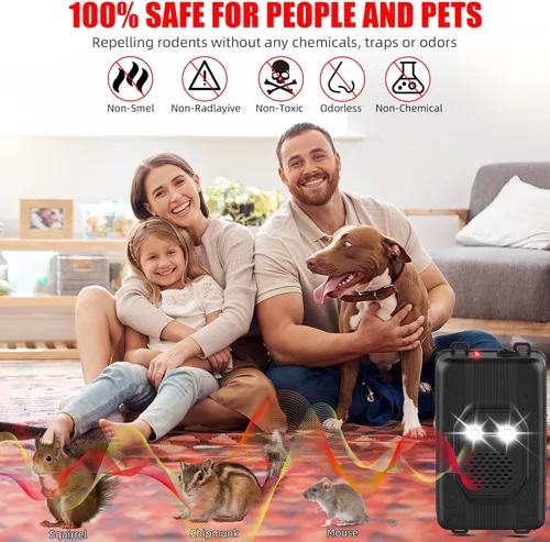 Miniatura 6 de 4 Pack Repelente de Roedores para Motores de Coches, Tres Modos de Suministro de Energía Disuasorio de Ratas para Motor de Coche Repelentes de Ratón