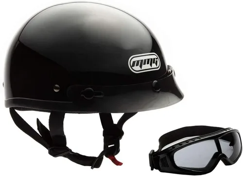Miniatura 9 de Casco medio de motocicleta DOT Street Legal, M, Negro caucho