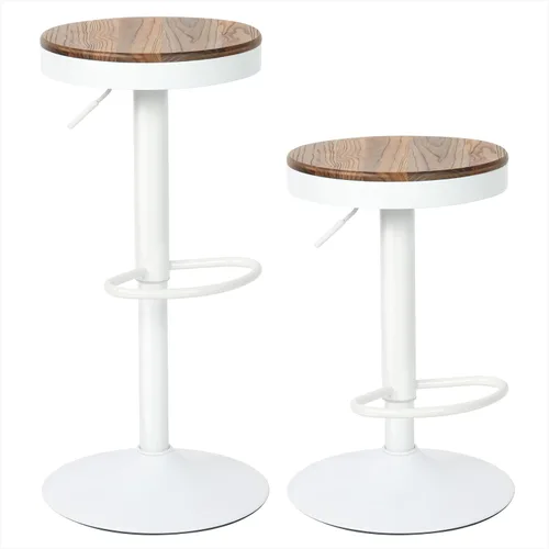 Miniatura 18 de Kidol & Shellder Juego de 2 taburetes de bar negros ajustables giratorios sin espalda, modernos y redondos de madera, sillas de barra de altura sin