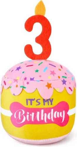 Miniatura 11 de Dansydaisy Accesorios de juguete de pastel de cumpleaños para perros, regalos para niñas y niños, juguete de peluche chirriante para decoración