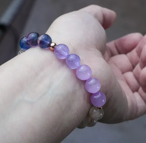 Miniatura 220 de Precious Gemstone Natural Crystal Healing Bracelet, Rutilated Quartz, Moonstone, Quartz Handmade Original Design Bracelet