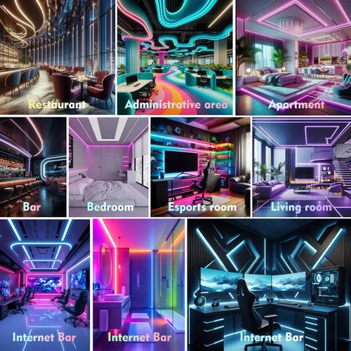 Miniatura 7 de Luces de cuerda LED de neón de 6.56 pies, luces impermeables con sincronización de música con control remoto y APP, alimentadas por USB, iluminación