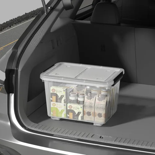Miniatura 6 de Ggbin Caja de almacenamiento transparente de 30 cuartos de galón con ruedas, juego de 4 Plástico