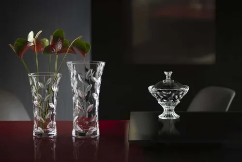 Miniatura 2 de Jarrón – Vidrio de apertura redonda – Florero – para flores – Rosas – Diseñado – 9.75 pulgadas de alto – por Barski – Fabricado en Europa