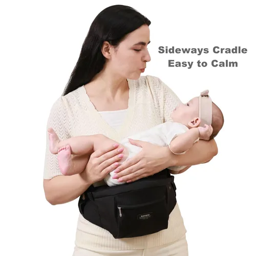 Miniatura 5 de SUNVENO Portabebés de cadera para niños pequeños, soporta hasta 45 libras, asiento ancho antideslizante, cinturón de cintura ajustable, soporte