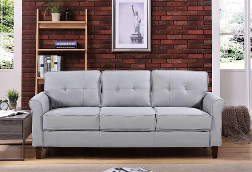 Miniatura 2 de Container Furniture Direct Kouchouk - Muebles de sala de estar de terciopelo cómodos de tres plazas, sofá moderno de mediados de siglo, sofá biplaza